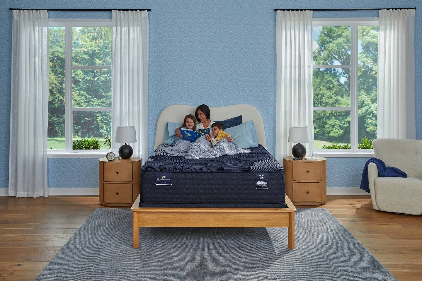 Serta Perfect Sleeper hybrid mattress dressed in a bright bedroom at Gavigan's in Maryland
