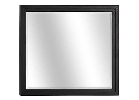 Rectangular wood-framed mirror that pairs with a youth bedroom dresser