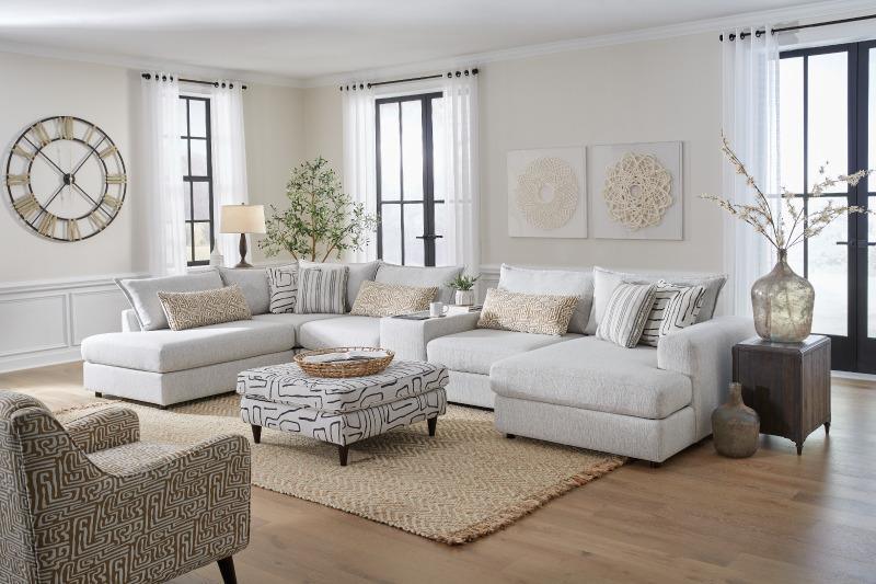 Durango chenille sectional with a chaise and matching ottoman