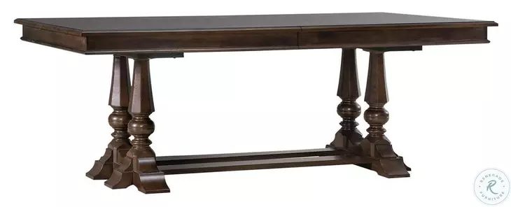 Liberty Arden Road satin cherry trestle dining table with upholstered chairs