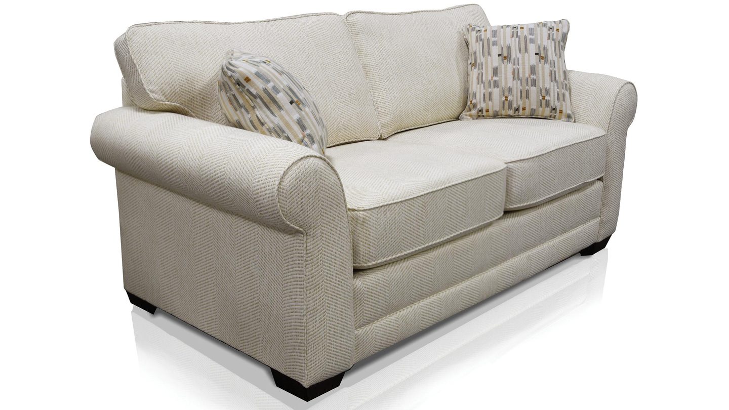 England Brantley sectional with flared roll arms and loose back cushions