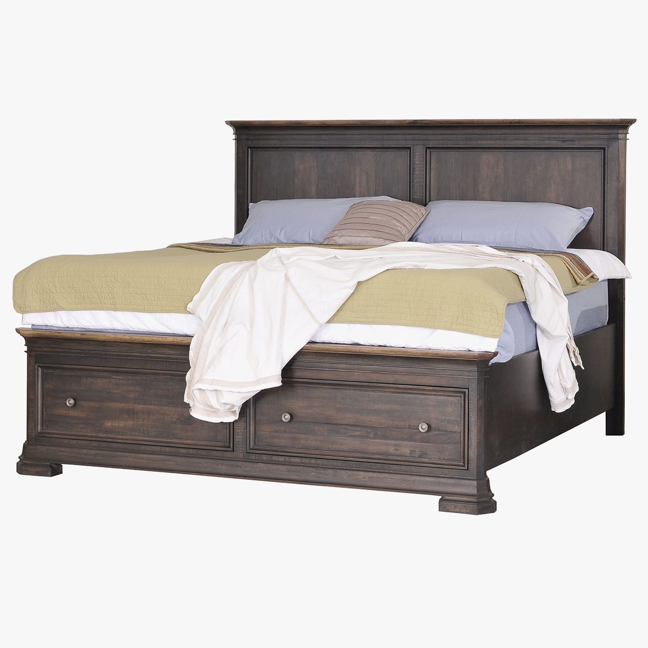 Napa Grand Louie two-tone bed in Wheat and Misty Night finishes