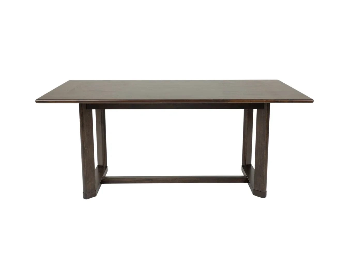 Emerald Ronan mango veneer dining table with angled contemporary trestle base