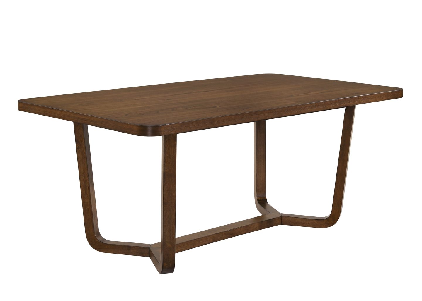 Crown Mark Salerno rounded-corner dining table on a sculptural V-leg pedestal