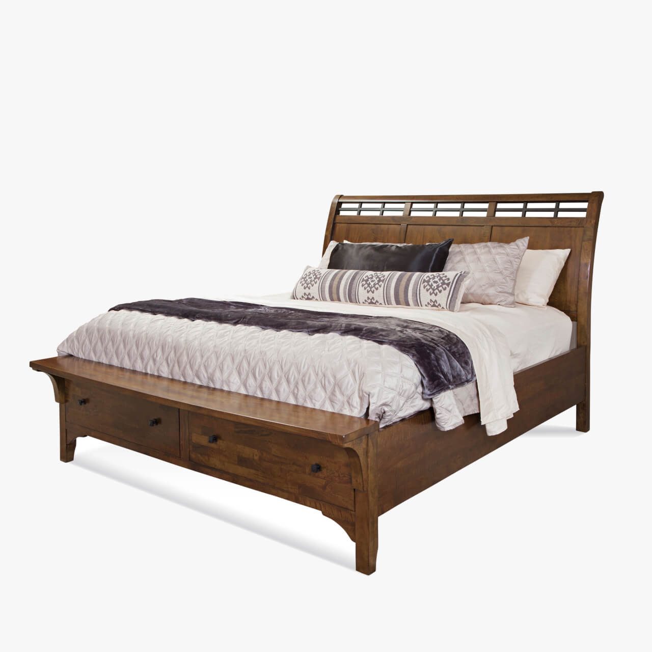Napa Whistler Retreat mango wood bed with footboard storage in Artisan Chestnut